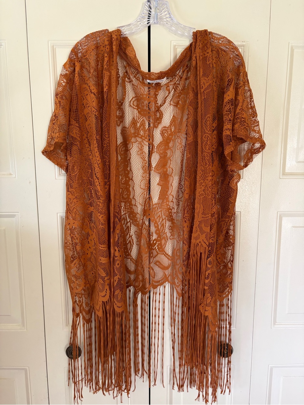 Boho Dark Fairy Festival Vest Size Small Fringe Fall Terracotta Hippie Layer